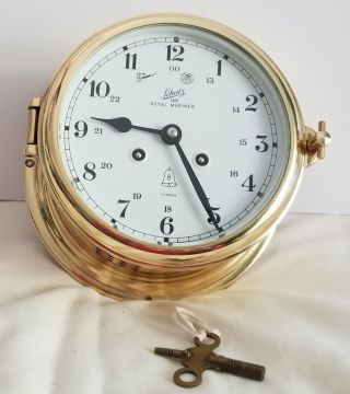 Schatz 8 Day 1881 Royal Mariner Brass Ships Bell Clock w/key 7