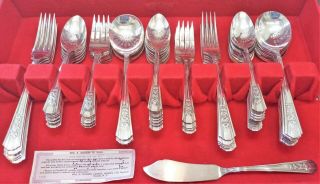 1949 Wm.  A.  Rogers A1 Plus Silver plate silverware set: 74 Rosalie Oneida Ltd. 5