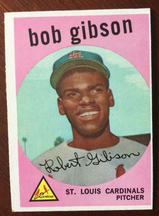 1959 Topps Bob Gibson Rookie Card No Creases Really High - Vintage