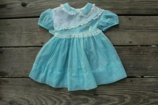 Vintage 1950s Shear Nylon Baby Girl Toddler Party Dress Blue Swiss Dot 2