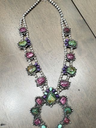 Vintage Liz Martine Squash Blossom Necklace Sterling