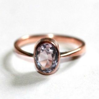 Edwardian Art Deco Pale Amethyst 9 Ct Rose Gold Gemstone Ring Size L 1/2