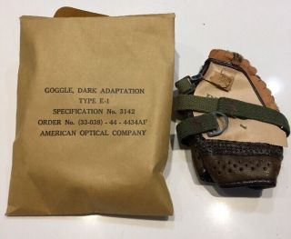 Wwii U.  S.  Army Airborne Dark Adaptation Goggles Type E - 1 Unissued 1944