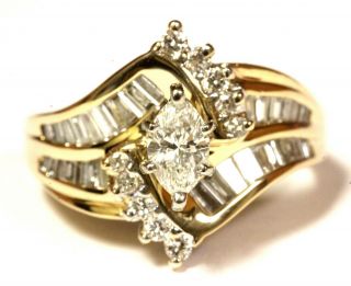 14k Yellow Gold.  78ct Marquise Diamond Engagement Ring 6.  2g Estate Vintage