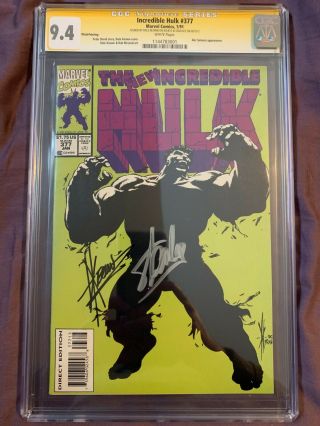 Incredible Hulk 377 Rare 3rd Print Cgc 9.  4 Signed By Stan Lee & Dale Keown