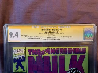 Incredible Hulk 377 RARE 3rd PRINT CGC 9.  4 SIGNED BY STAN LEE & DALE KEOWN 3