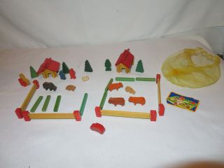 Vintage German Dusyma Wood Buildings Animals Figures Trees,  Shape Germany