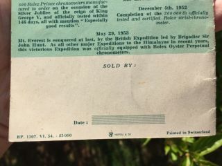 Rare Rolex Blank Guarantee Dated 1954 6