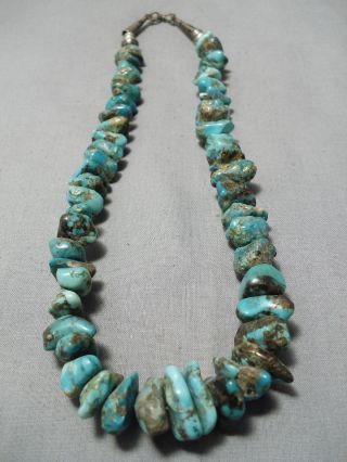Chunky Dunky Vintage Navajo Royston Turquoise Sterling Silver Necklace Old