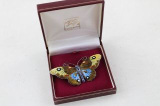 Vintage Large.  930 Silver Enamel Butterfly Brooch,  8cm Wingspan (28g)