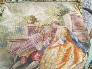 Antique French Aubusson petit point tapestry purse bag w Enamel stones in Frame 3