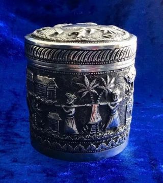 Antique Solid Silver Anglo Indian Animal Lidded Pot 1890s