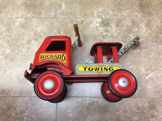 Vintage Richard Tow Wrecker Sit And Ride Metal Toy Longueuil Quebec