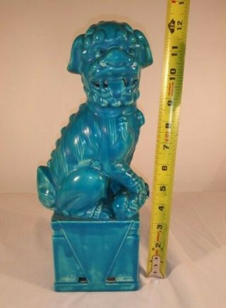 Vintage Turquoise Blue Foo Dog Figurine Statue Foo Dog 12 In Tall Made In Japan
