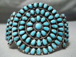 Opulent Vintage Navajo Carico Lake Turquoise Sterling Silver Bracelet Old