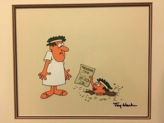 Jay Ward Signed Aesop And Son Hand - Inked Scene Cel Very Rare