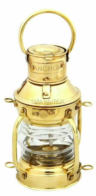 Polished Brass Anchor Oil Lamp Nautical Maritime Ship Lantern Boat Decor Light