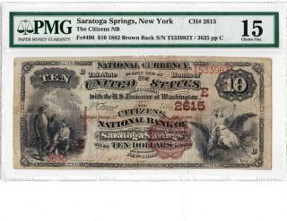 $10 1882 Bb National Saratoga Springs York Ny " Mega Rare " Only 4 On Census