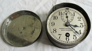 Warner Instrument Co 8 - Day Clock Swiss Movement W/tin Vtg Old Antique