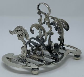 Rare 1901 Charles Clement Pilling Sterling Silver Toast Rack - Elaborate 8