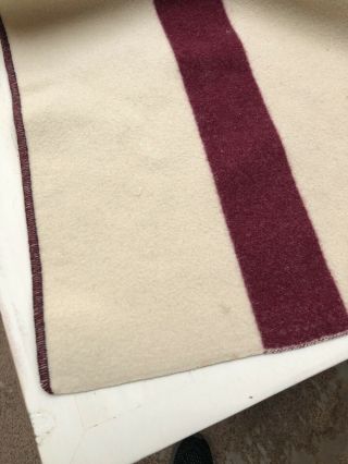 Vintage WWII Wool Blanket MD US Army Medic 1940 Cream Cranberry 54x 86” 8