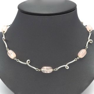 Authentic Tiffany & Co.  Rare Rose Quartz Sterling Silver Necklace Hook Clasp 18 "