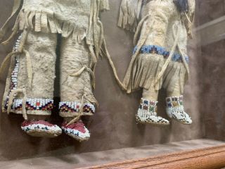 Antique Lakota Beaded Doll Pair C.  1919 Shadow Box Cameron Trading Post OG $3750 10