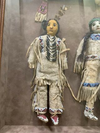 Antique Lakota Beaded Doll Pair C.  1919 Shadow Box Cameron Trading Post OG $3750 4