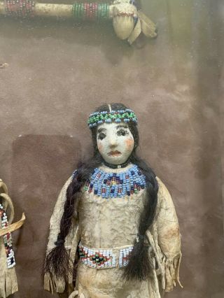 Antique Lakota Beaded Doll Pair C.  1919 Shadow Box Cameron Trading Post OG $3750 6