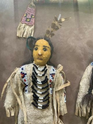 Antique Lakota Beaded Doll Pair C.  1919 Shadow Box Cameron Trading Post OG $3750 7