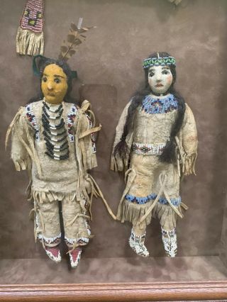 Antique Lakota Beaded Doll Pair C.  1919 Shadow Box Cameron Trading Post OG $3750 8