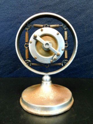 Vintage 1920s Old Antique Spring Double Button Microphone & Shure Metal Stand