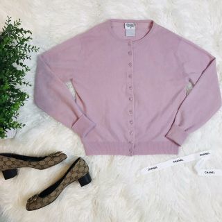 Authentic Vintage Chanel Cashmere Cardigan Pink Small