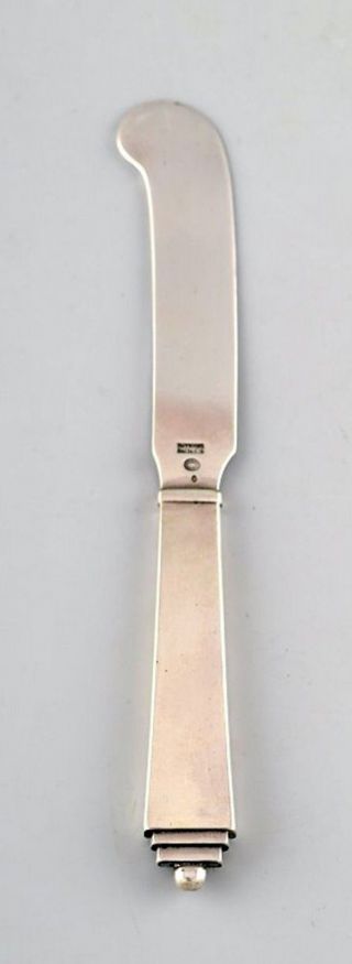 Georg Jensen Sterling Silver " Pyramid " Butter Knife In All Sterling Silver.