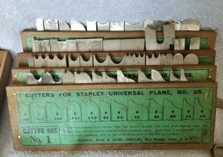 Antique Stanley Universal Plane 55 w Cutter Blades & Box Unassembled 6