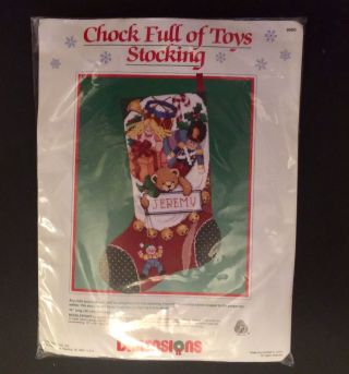 Vintage Needlepoint Kit Dimensions Christmas Stocking Chock Full Of Toy
