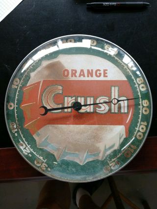 Vintage Orange Crush Pam Clock Co Thermometer Cola Soda Sign