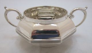 Good Antique George V Sterling Silver Octagonal Sugar Bowl,  1933,  250 Grams