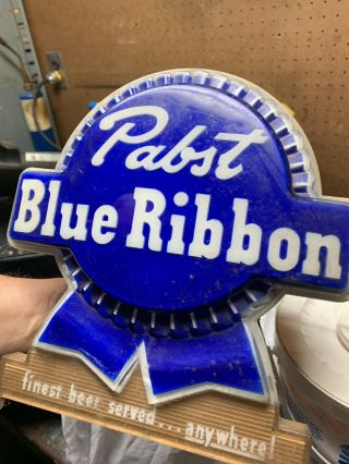 Rare Vintage Pabst Blue Ribbon Beer Light Advertising Sign Cash Register Topper