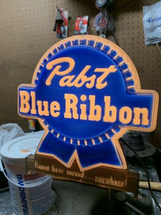RARE VINTAGE PABST BLUE RIBBON BEER LIGHT ADVERTISING SIGN CASH REGISTER TOPPER 2