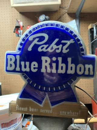RARE VINTAGE PABST BLUE RIBBON BEER LIGHT ADVERTISING SIGN CASH REGISTER TOPPER 3