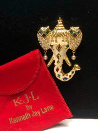Kjl Kenneth Jay Lane Royal Maharajah Enamel Elephant Brooch Pin