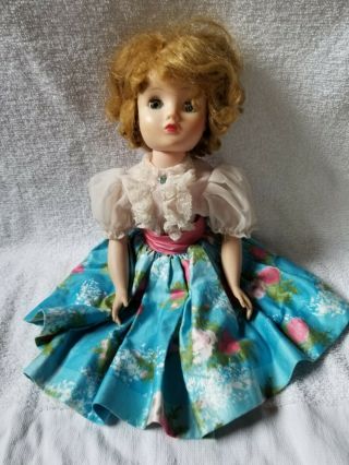 Vintage Madame Alexander 1950s Elise Doll In Rare Tagged Floral Skirt Outfit