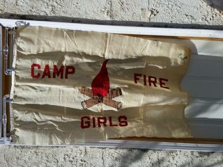 Camp Fire Girls Flag Banner Vintage Rare Sterling Flag All Wool 34 X 54 Campfire