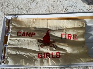 Camp Fire Girls Flag Banner Vintage Rare Sterling Flag All Wool 34 x 54 Campfire 2