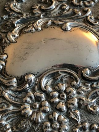 Stunning Antique English Solid Silver 298g CHESTER Tray Dish Hallmarked 1902 3