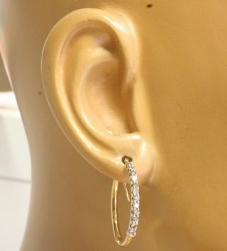 10k Yellow Gold.  48ct Si2 H Round Diamond Hoop Earrings Estate Vintage Antique
