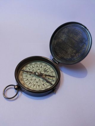 Antique Nautical Brass Pocket Poem Compass 3 Inches Vintage Marine Decor
