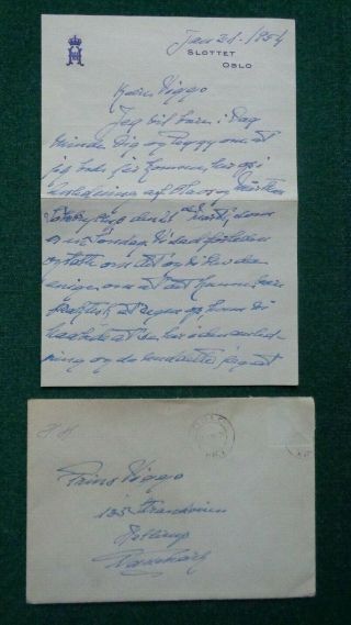 Antique Signed Letter King Haakon Vii Norway To Prince Viggo Denmark Rosenborg
