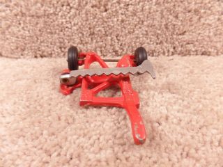 Slik Toy Cast Iron Red Toy Farm Implement Stamped 9825 & Black Rubber Tires